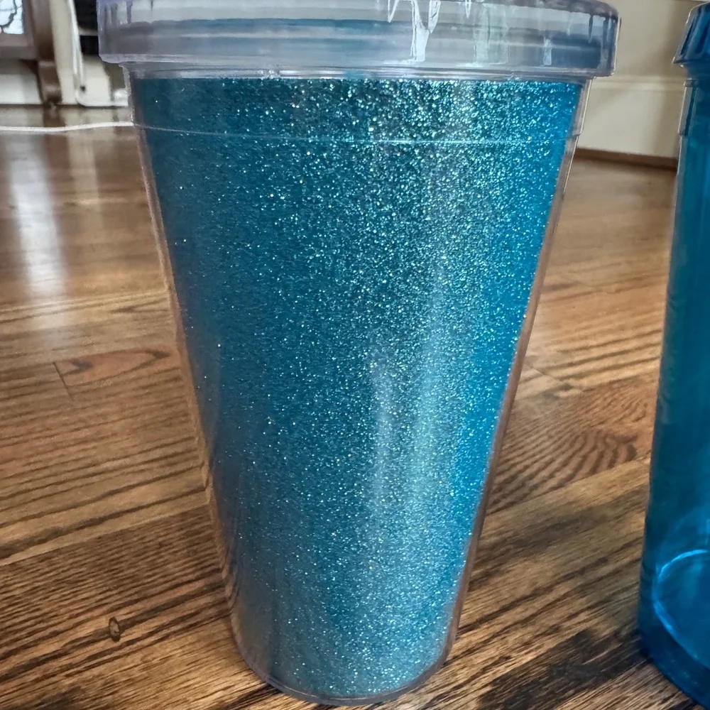 Blue and Glitter Tumbler Set with Straws
